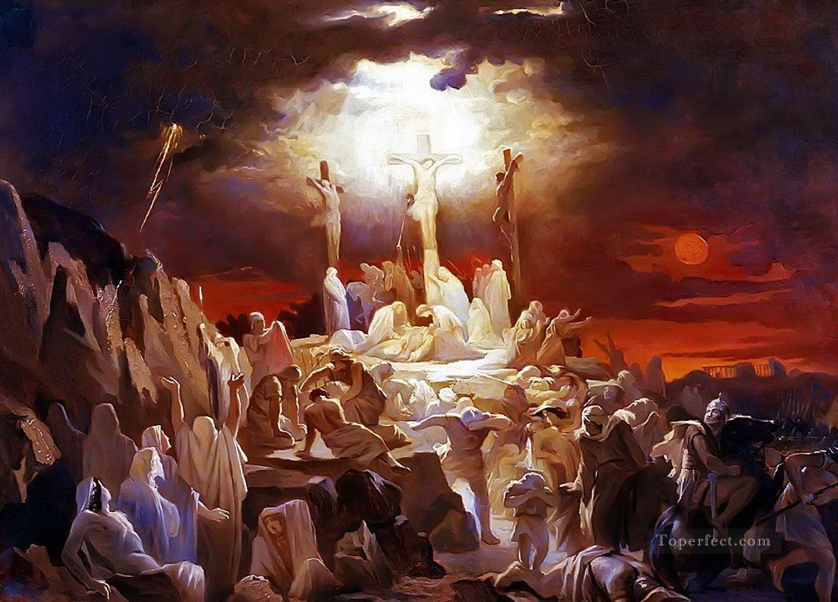 Crucifixion de Jésus Christ Vasili Golinsky Peintures à l'huile